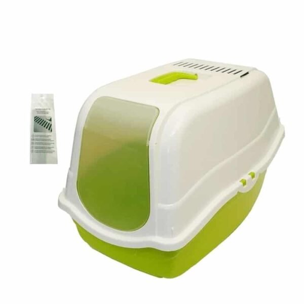 Arenero-Cerrado-para-Gatos-Modelo-Romeo-Verde Arenero para gatos con base extra alta